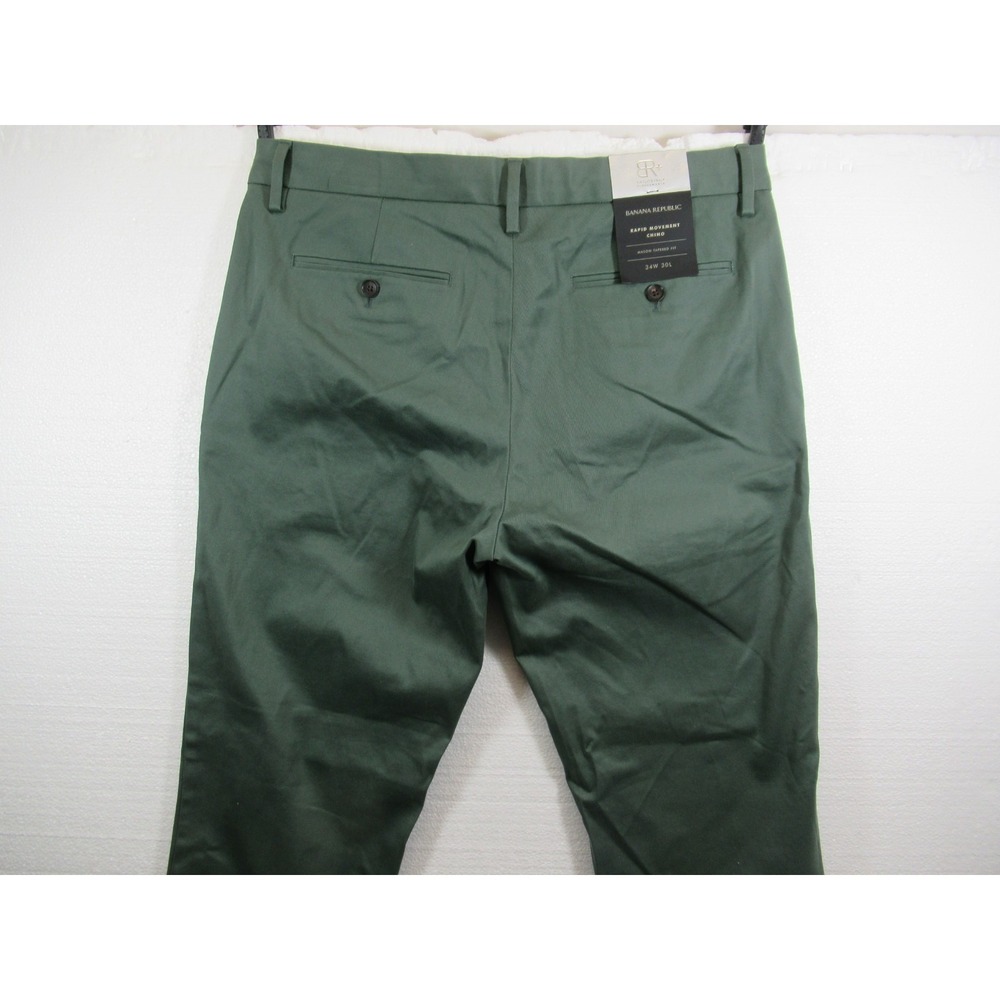 NEW Banana Republic Rapid Movement Chino Pants Men 34x30 Green Mason Tapered - Picture 2 of 7